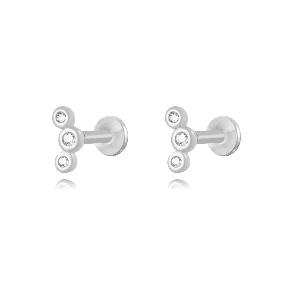 Piercing 3 Zircon -- Gold Plated and Rhodium silver