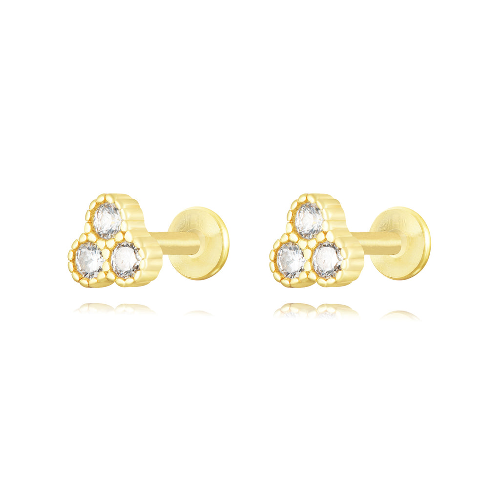 Piercing Zircon - Flower 5mm - Gold Plated and Rhodium silver