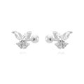 Piercing Butterfly Earrings - Zirconia - Gold Plated and Rhodium Silver