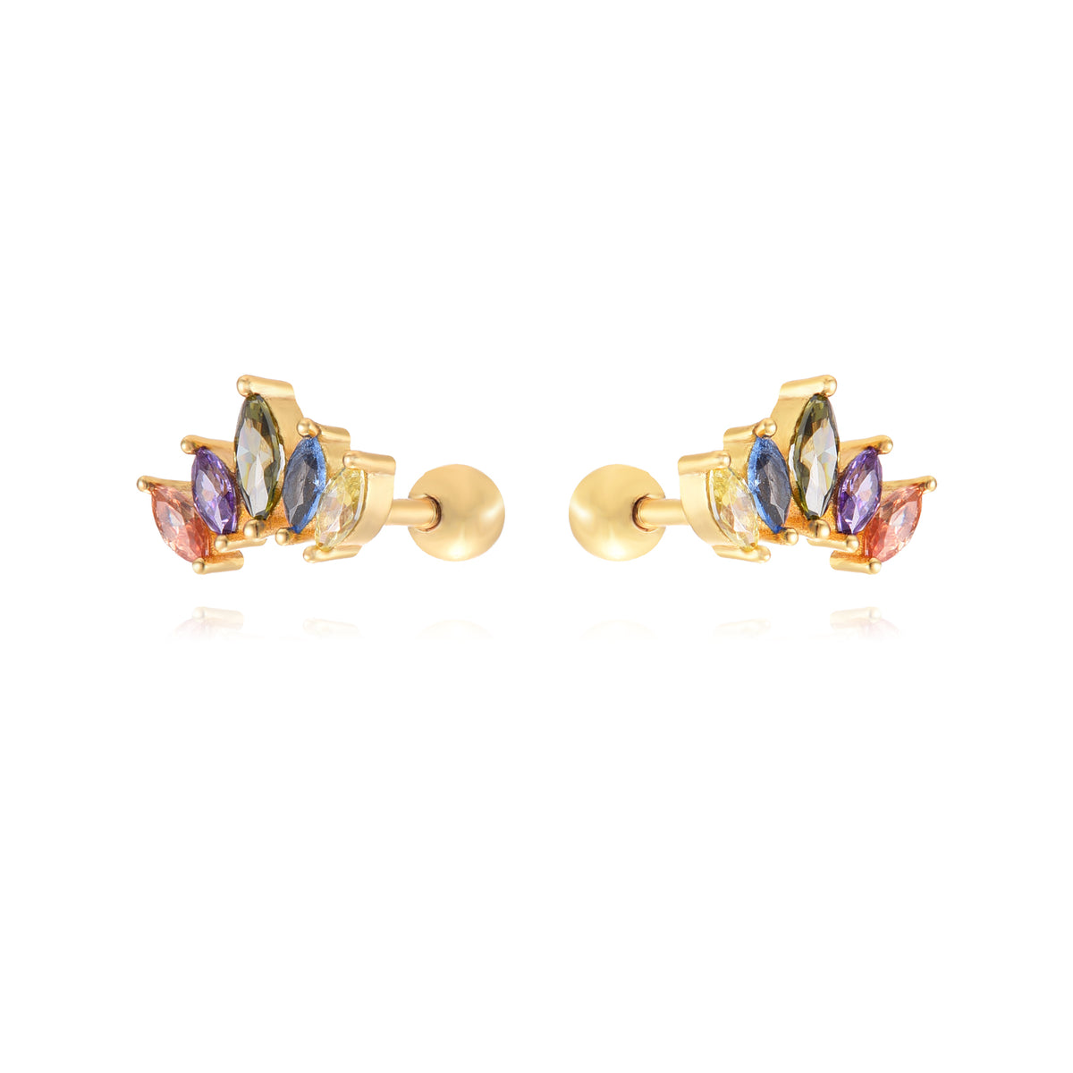 Piercing Flower- Zirconia - Gold Plated and Rhodium Silver