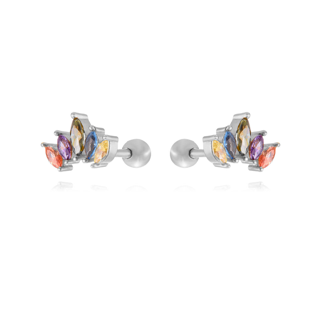 Piercing Flower- Zirconia - Gold Plated and Rhodium Silver