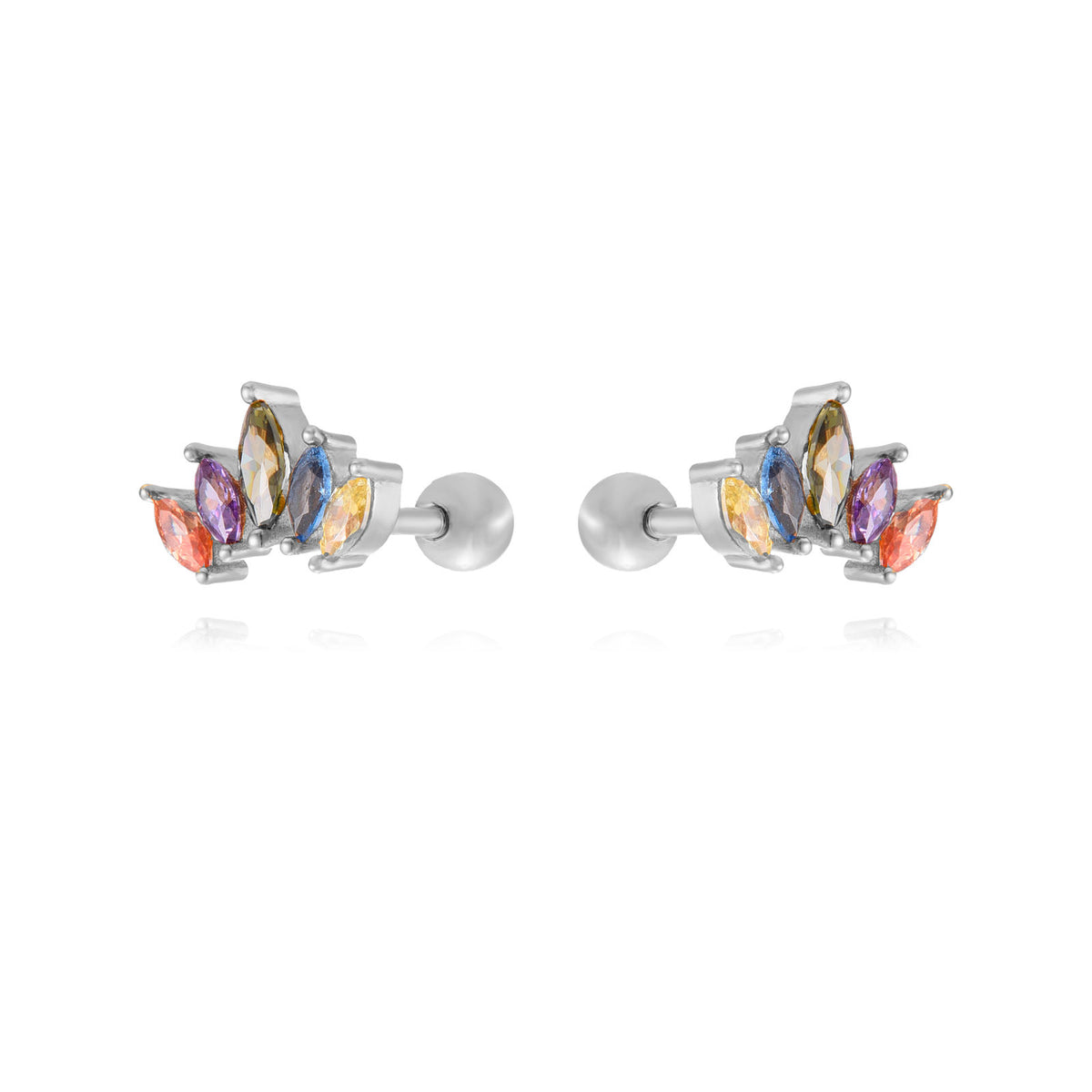Piercing Flower- Zirconia - Gold Plated and Rhodium Silver