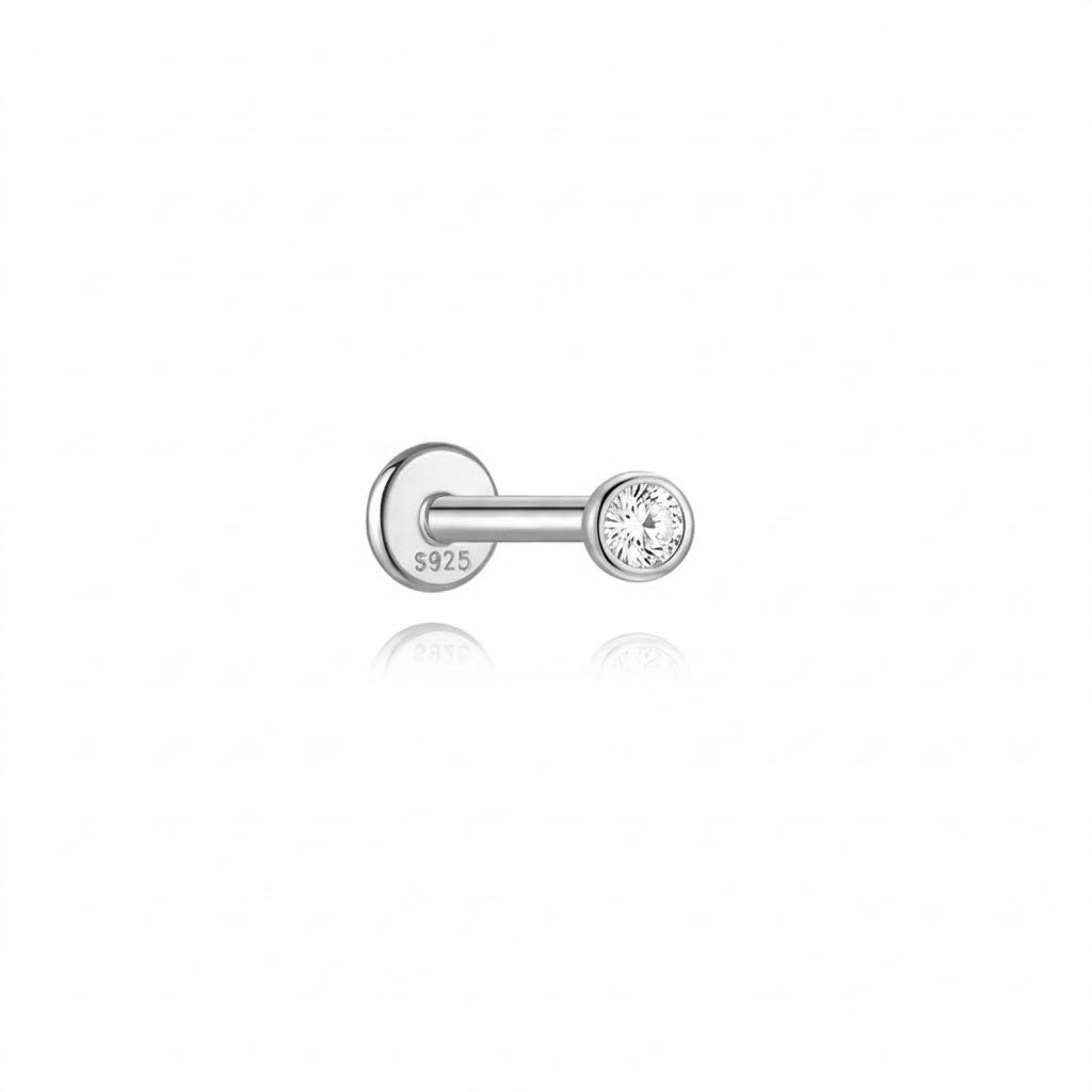 Silver Zirconia Piercing - Gold Plated and Rhodium Silver
