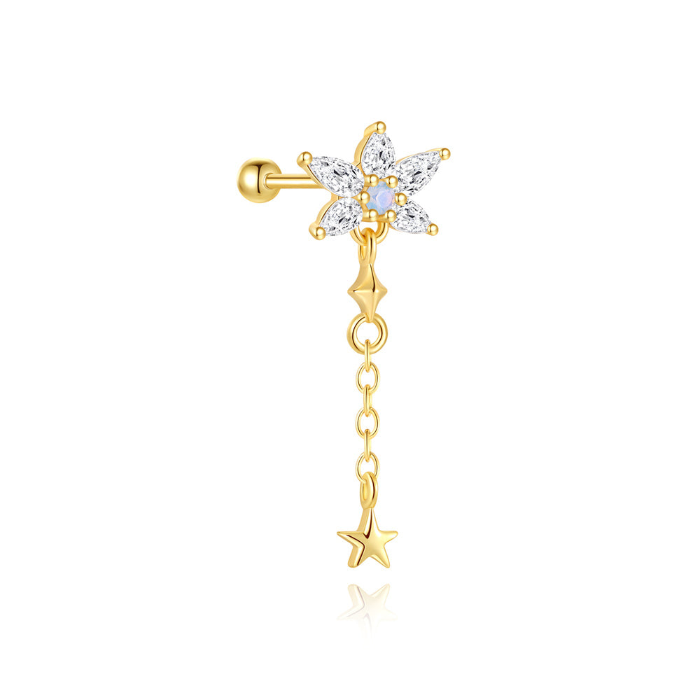 Silver Zirconia Piercing - Star Chain -  Gold Plated and Rhodium Silver