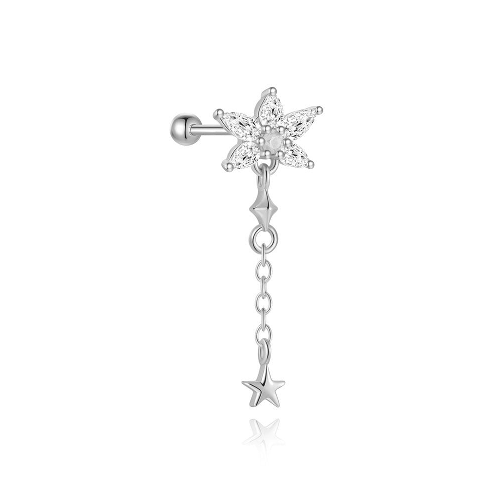 Silver Zirconia Piercing - Star Chain -  Gold Plated and Rhodium Silver