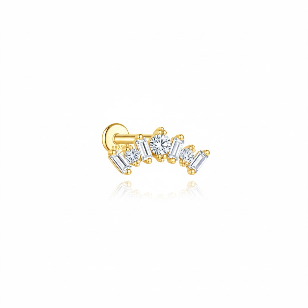 Piercing Silver Zirconia -  Silver Gold plated-Silver Rhodium