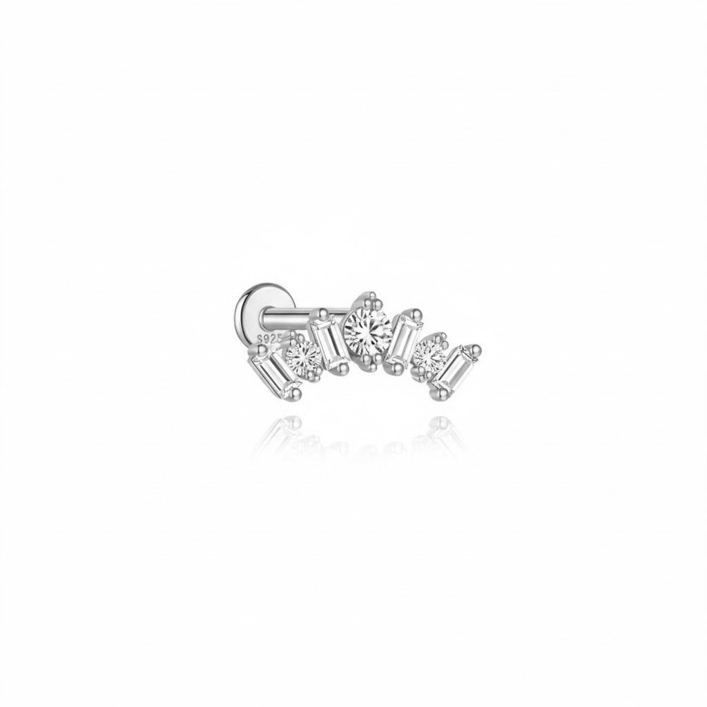 Piercing Silver Zirconia -  Silver Gold plated-Silver Rhodium