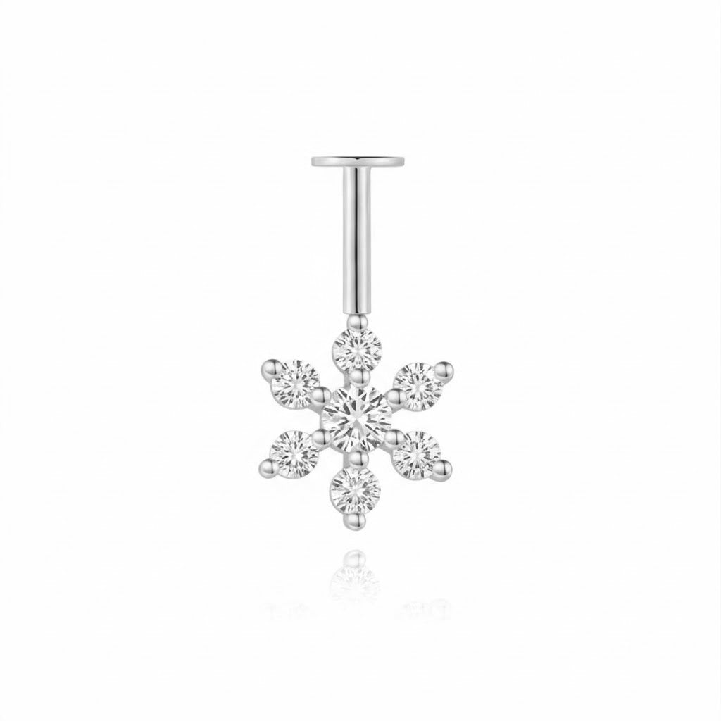 Piercing Silver Zirconia - Sunflower - Gold and Rhodium Silver