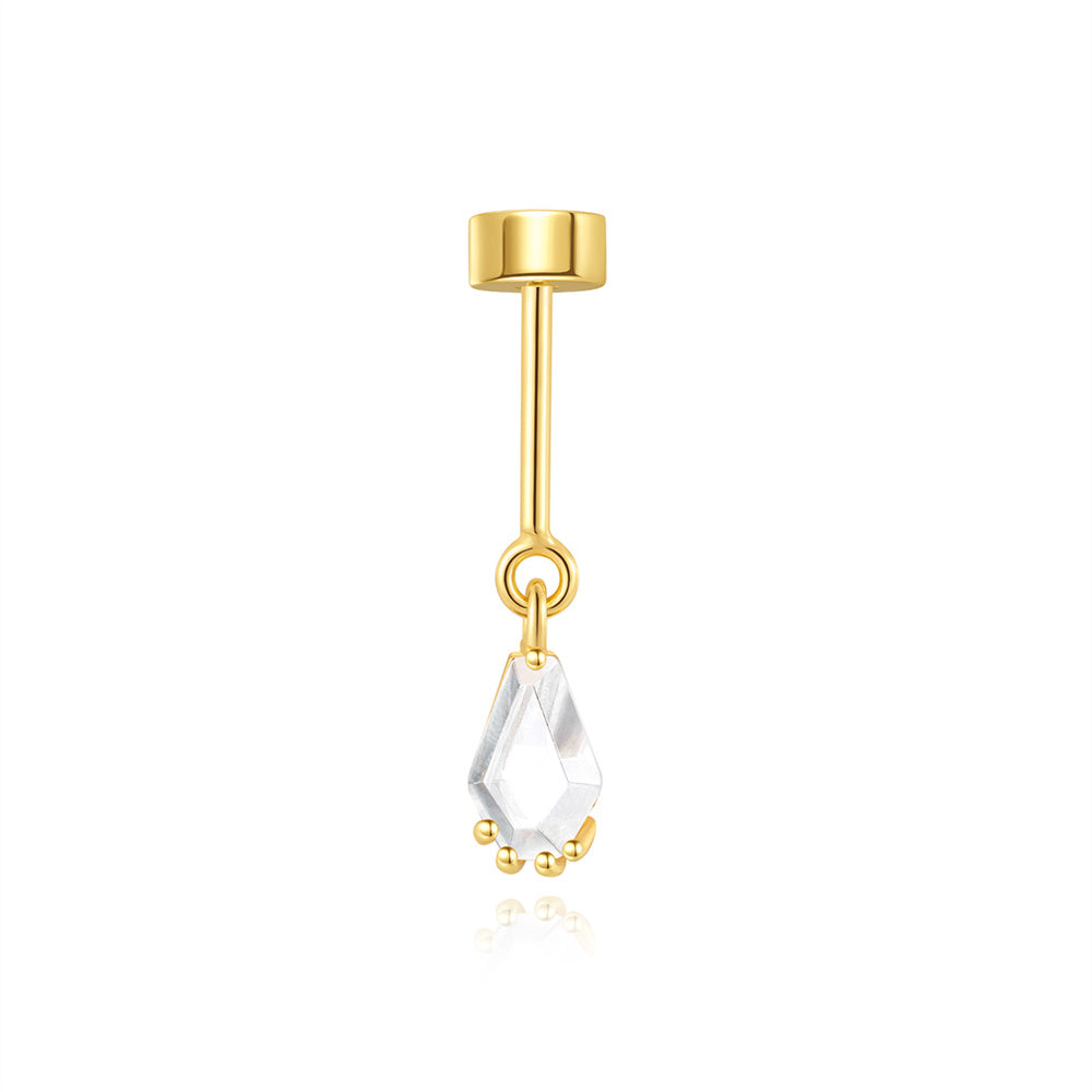 Silver Teardrop Piercing - Zirconia - Gold Plated and Rhodium Silver