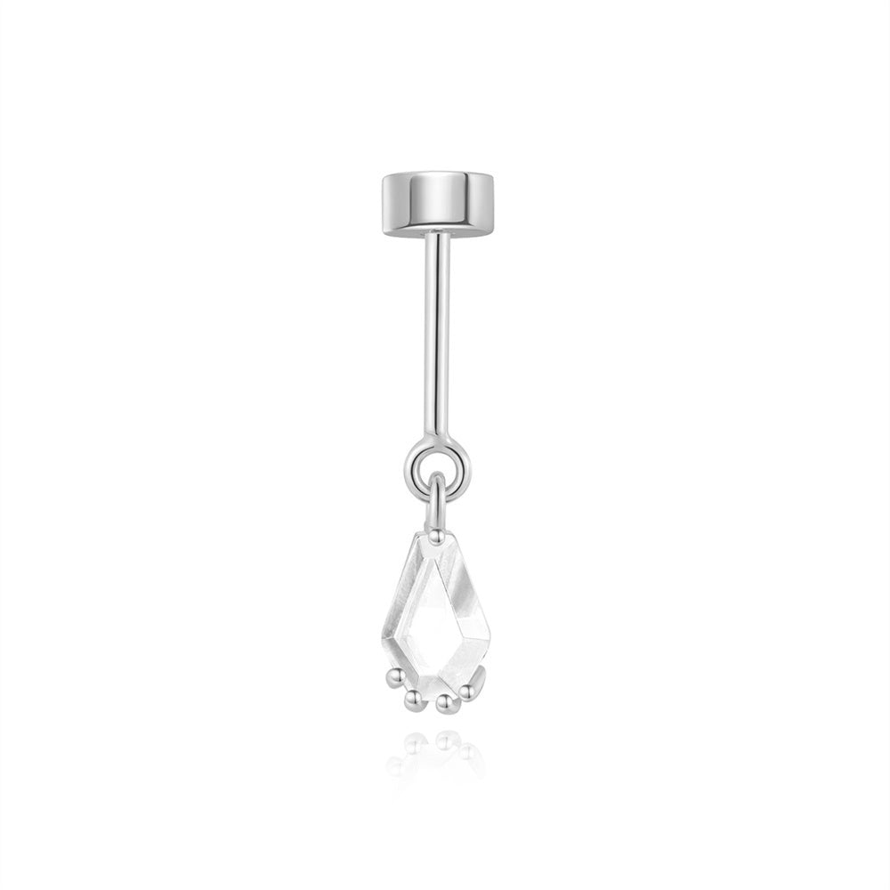 Silver Teardrop Piercing - Zirconia - Gold Plated and Rhodium Silver