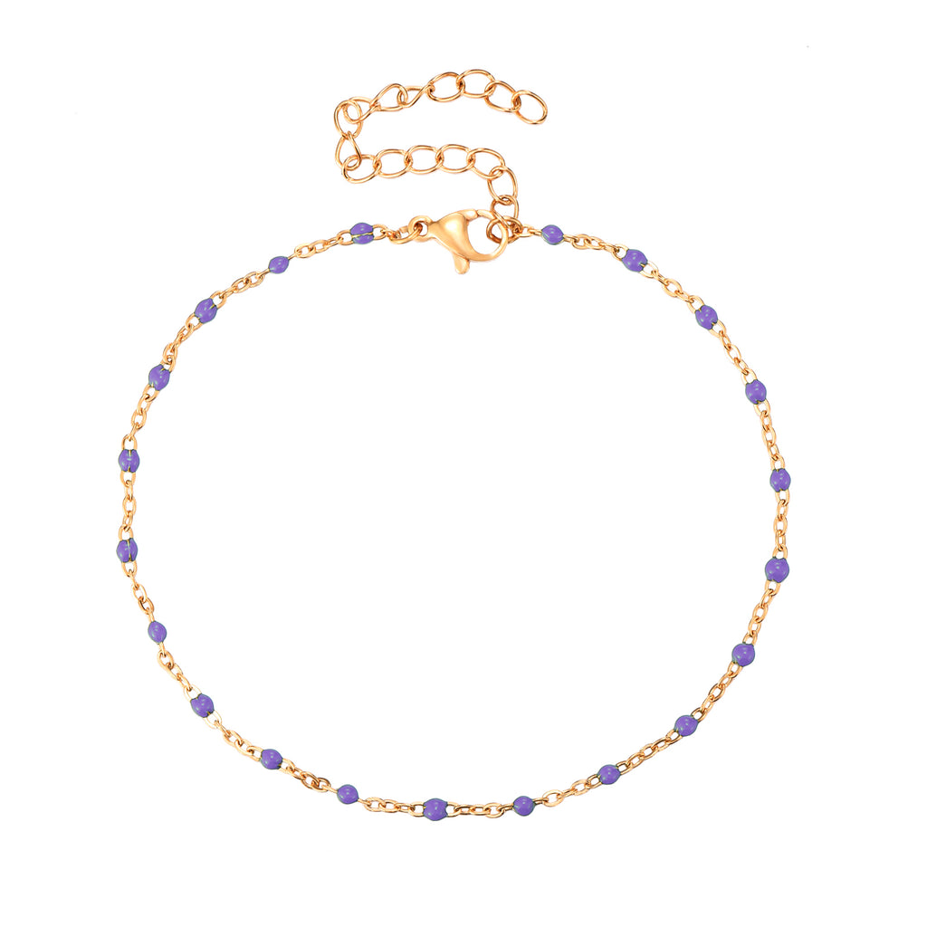 Enamel Steel Bracelet - 16+5 cm - Gold Plated