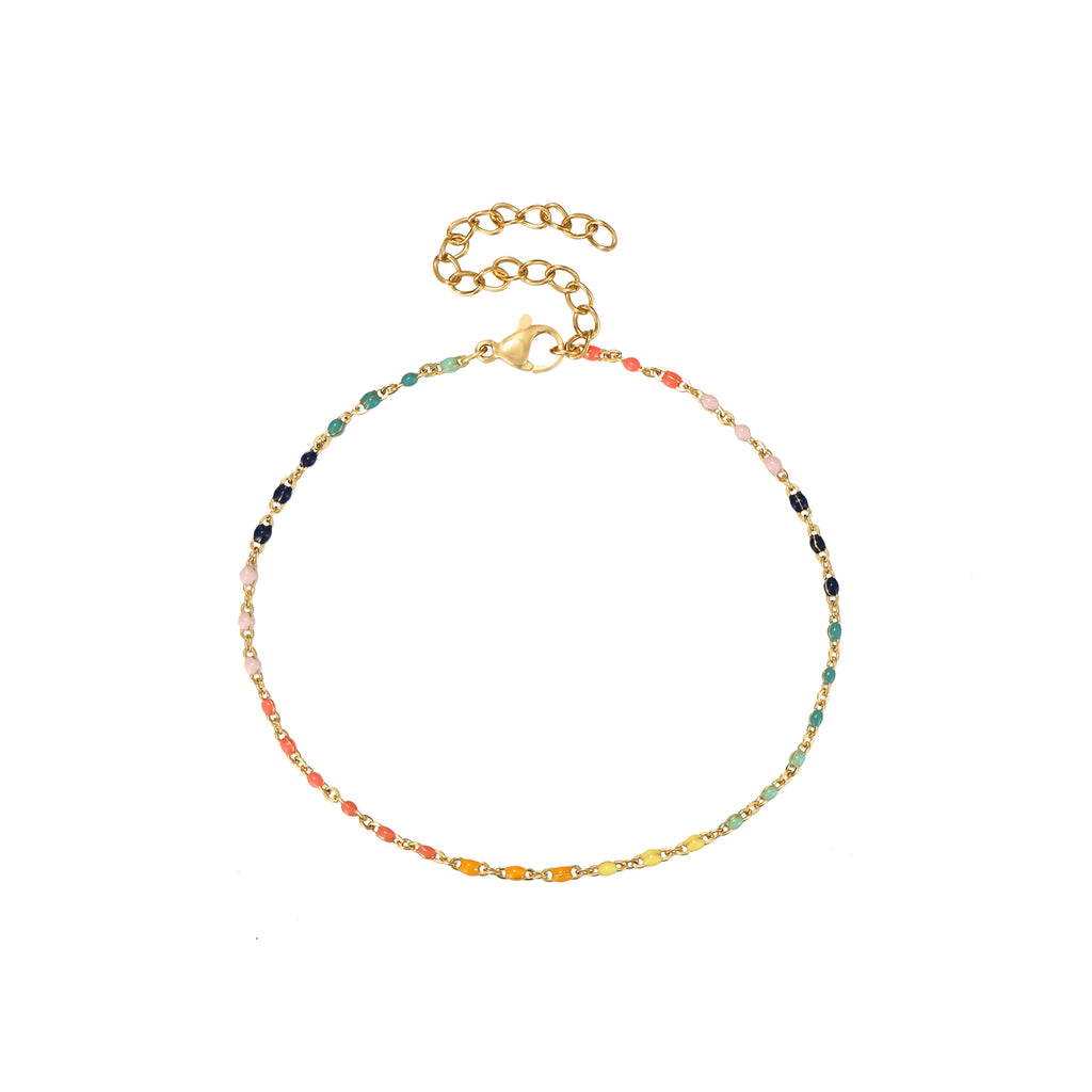 Enamel Steel Bracelet - 16+5 cm - Gold Plated