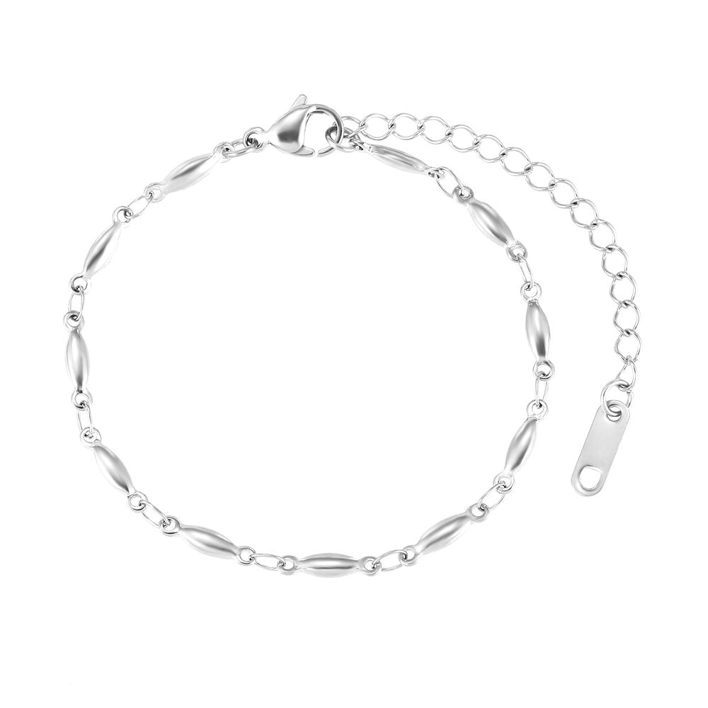 Bracelet - Steel Oval - 20 cm - Gold color - Silver color