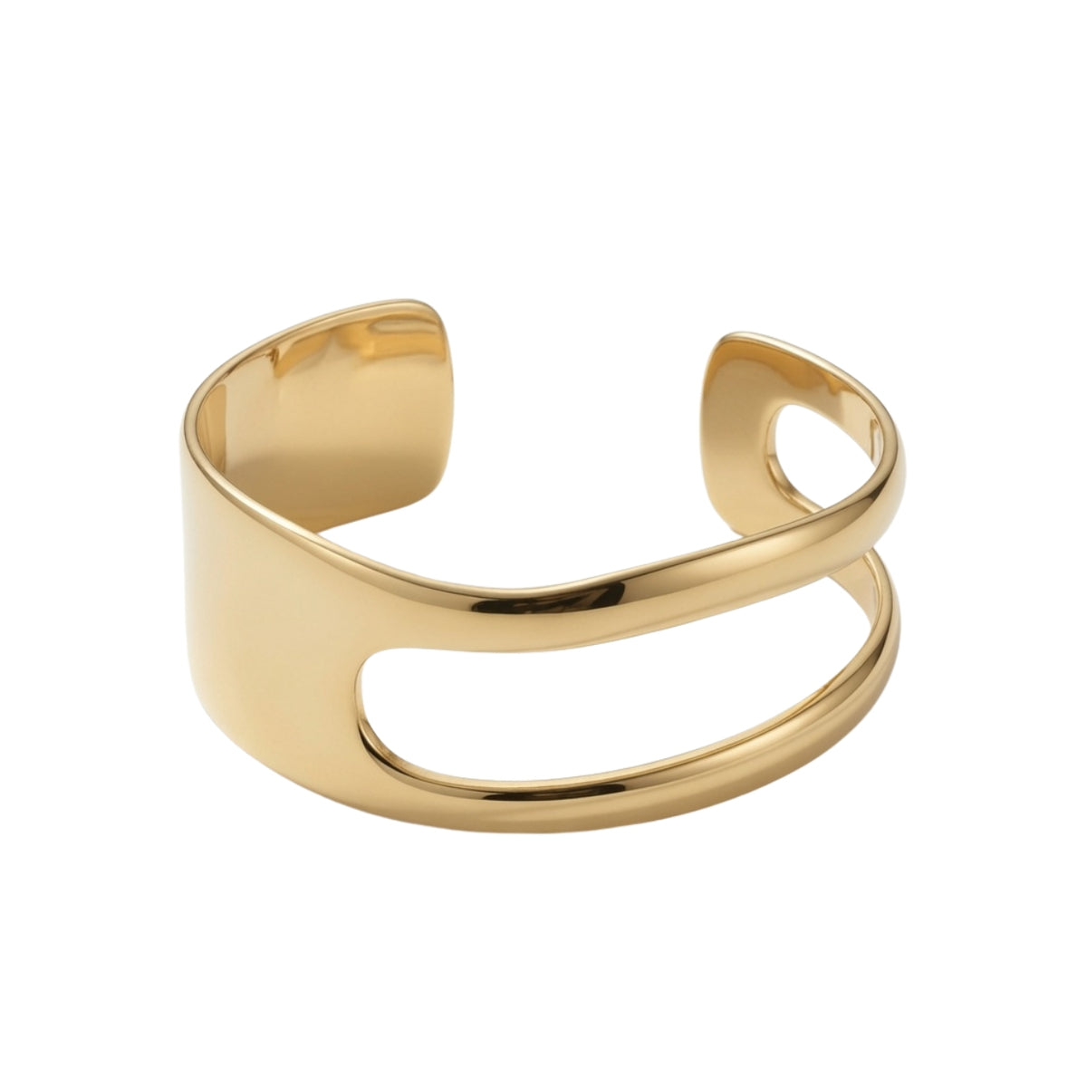 Plain Steel Bracelet - Bangle  - Adjustable - Gold Color