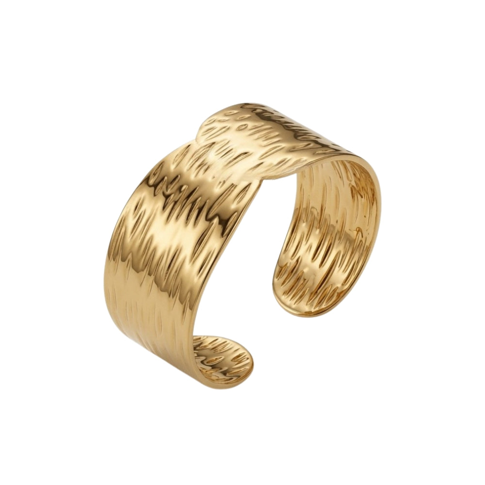 Plain Steel Bracelet - Cuff -  - Adjustable - Gold Color