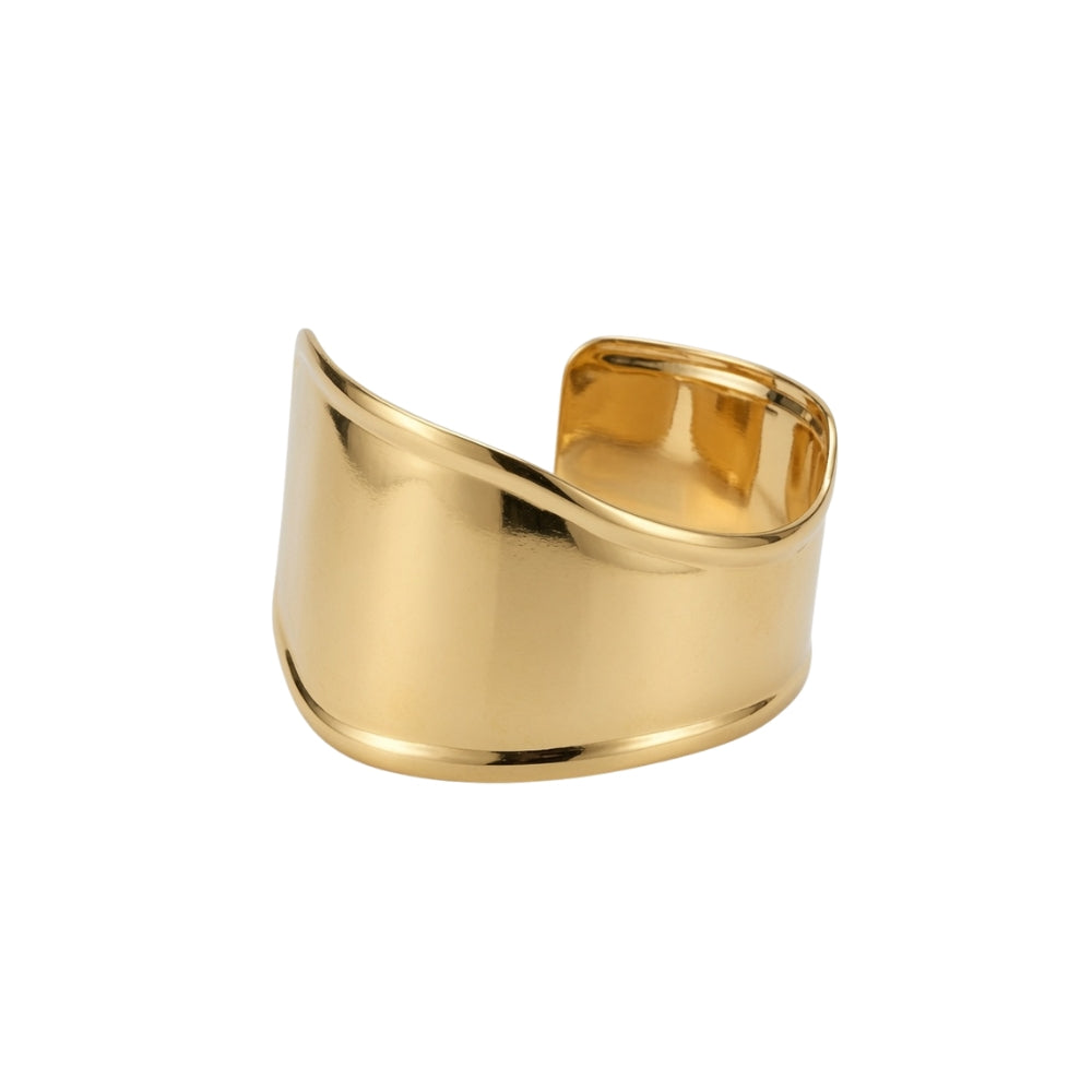 Plain Steel Bracelet - Cuff - 40 mm - Adjustable - Gold Color