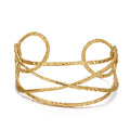 Hammered Texture Rigid Steel Bracelet - 60 mm - Adjustable - Gold Color