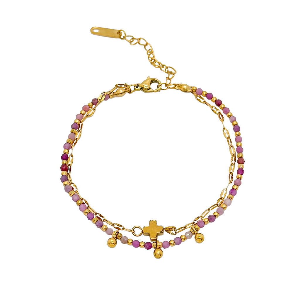 Mineral Steel Bracelet - Cross  - Gold