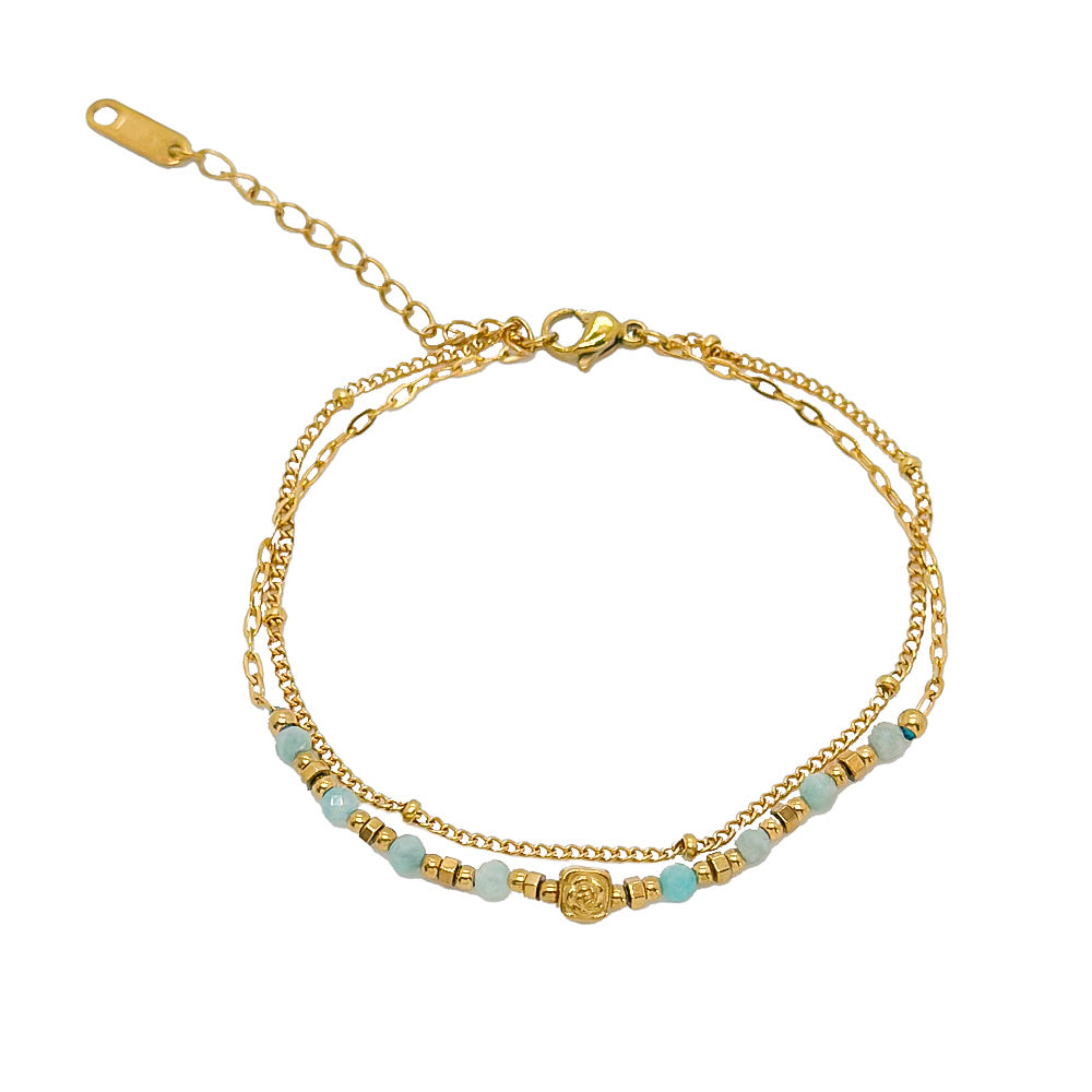 Mineral Steel Bracelet - Cube  -  Gold Color