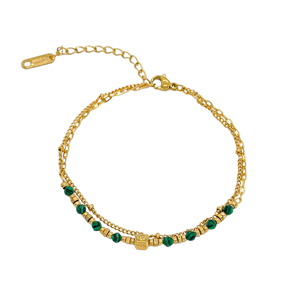 Mineral Steel Bracelet - Cube  -  Gold Color