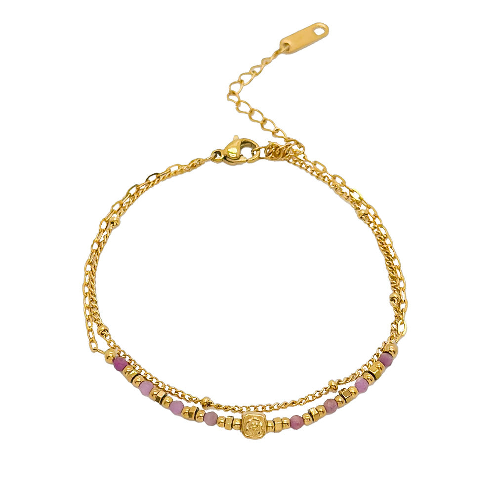 Mineral Steel Bracelet - Cube  -  Gold Color