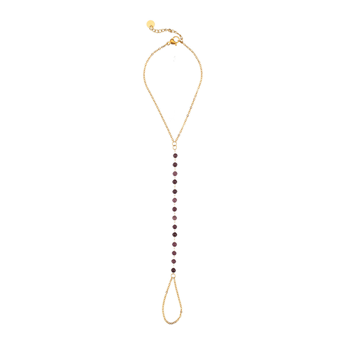 Bracelet with Steel Ring - Minerals and Pearls -  Gold Color