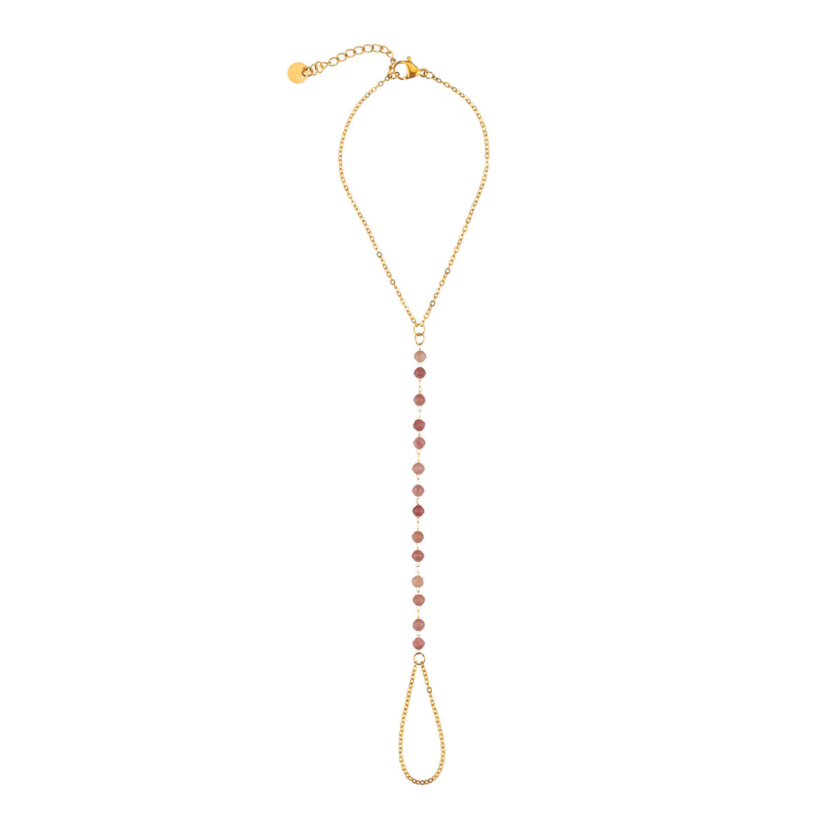 Bracelet with Steel Ring - Minerals and Pearls -  Gold Color