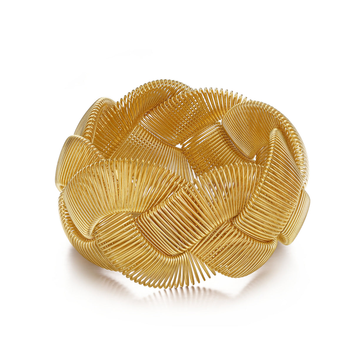 Plain Spring Bracelet - Braid - Adjustable - Gold Plated