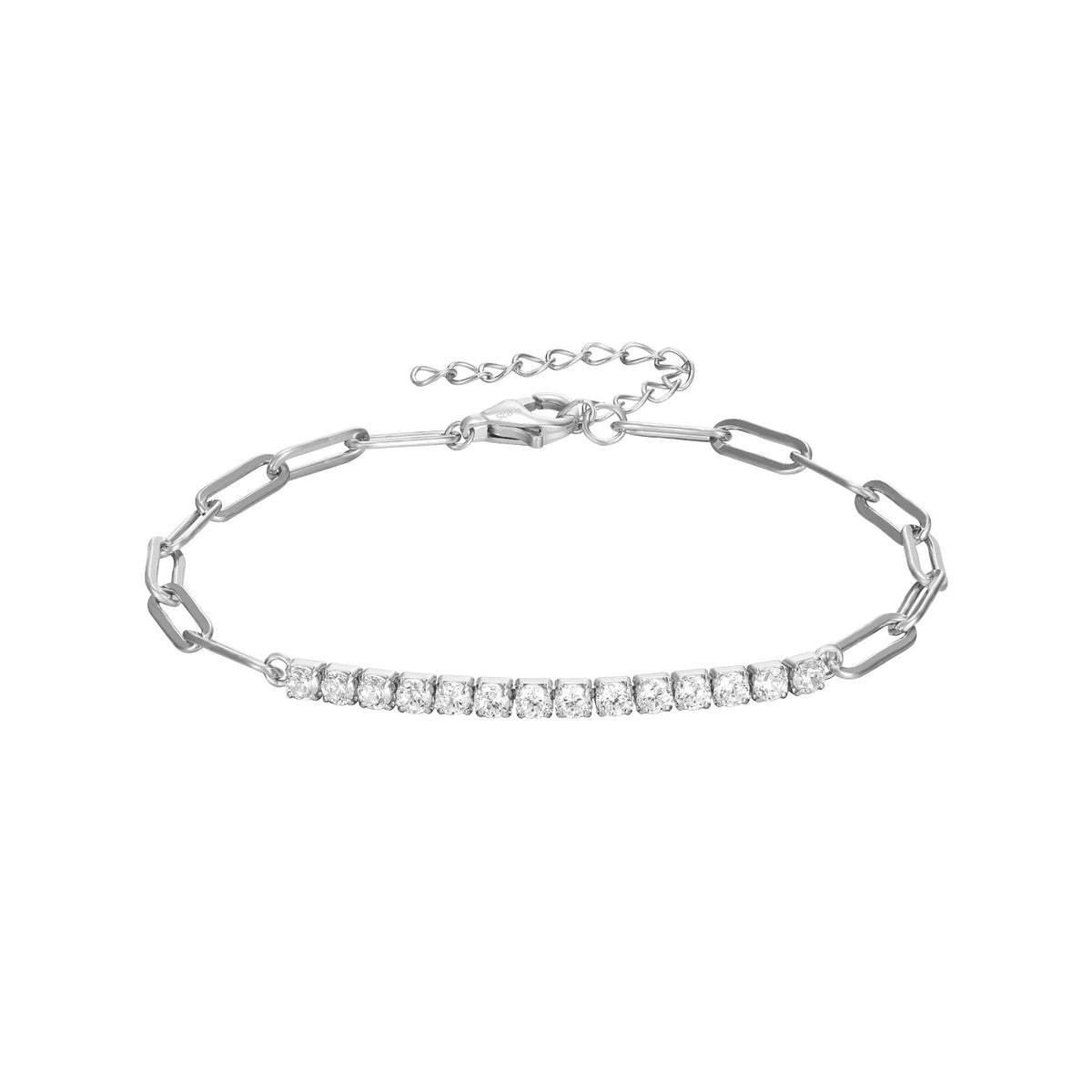 Tennis Link Bracelet - Zirconia - Gold Plated and Rhodium Silver