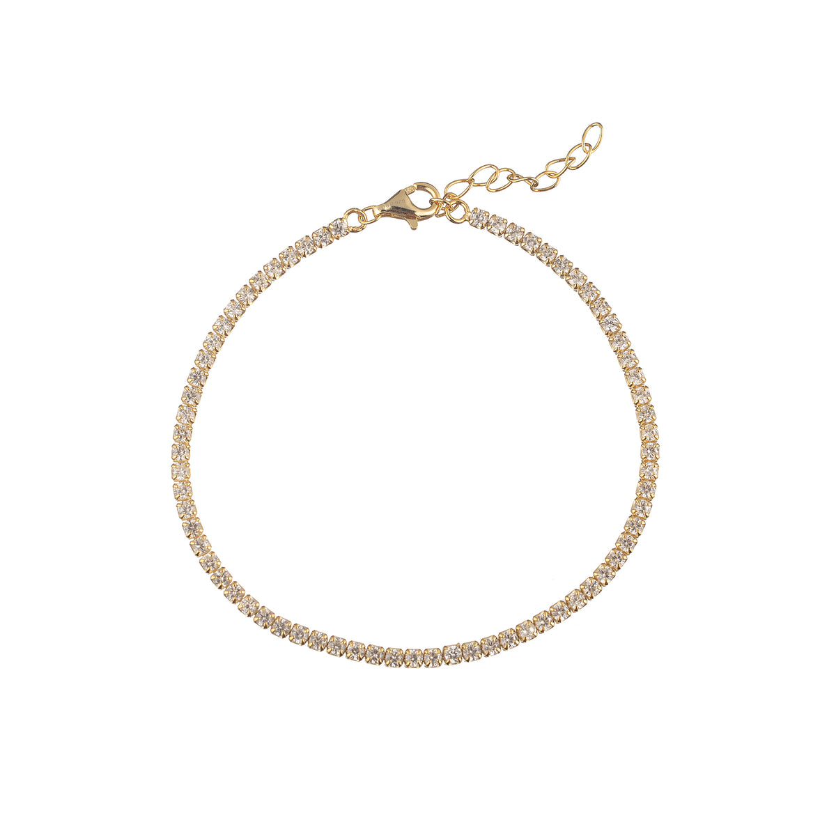 Tennis Bracelet - Zirconia 2 mm - Gold Plated and Rhodium Silver