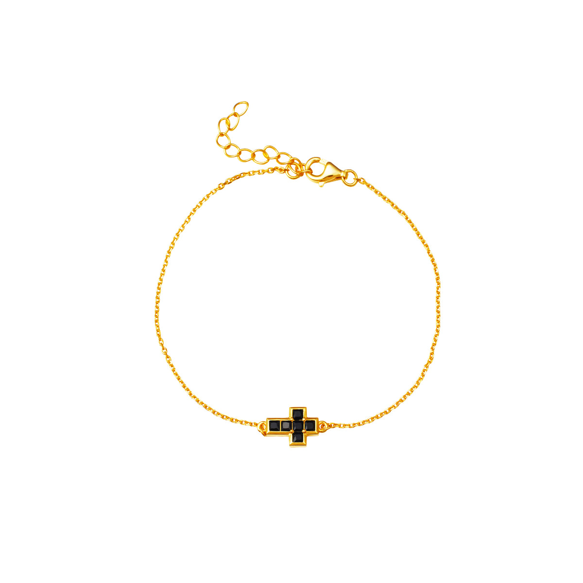 Cross Bracelet  - Zirconia - Gold Plated and Rhodium Silver