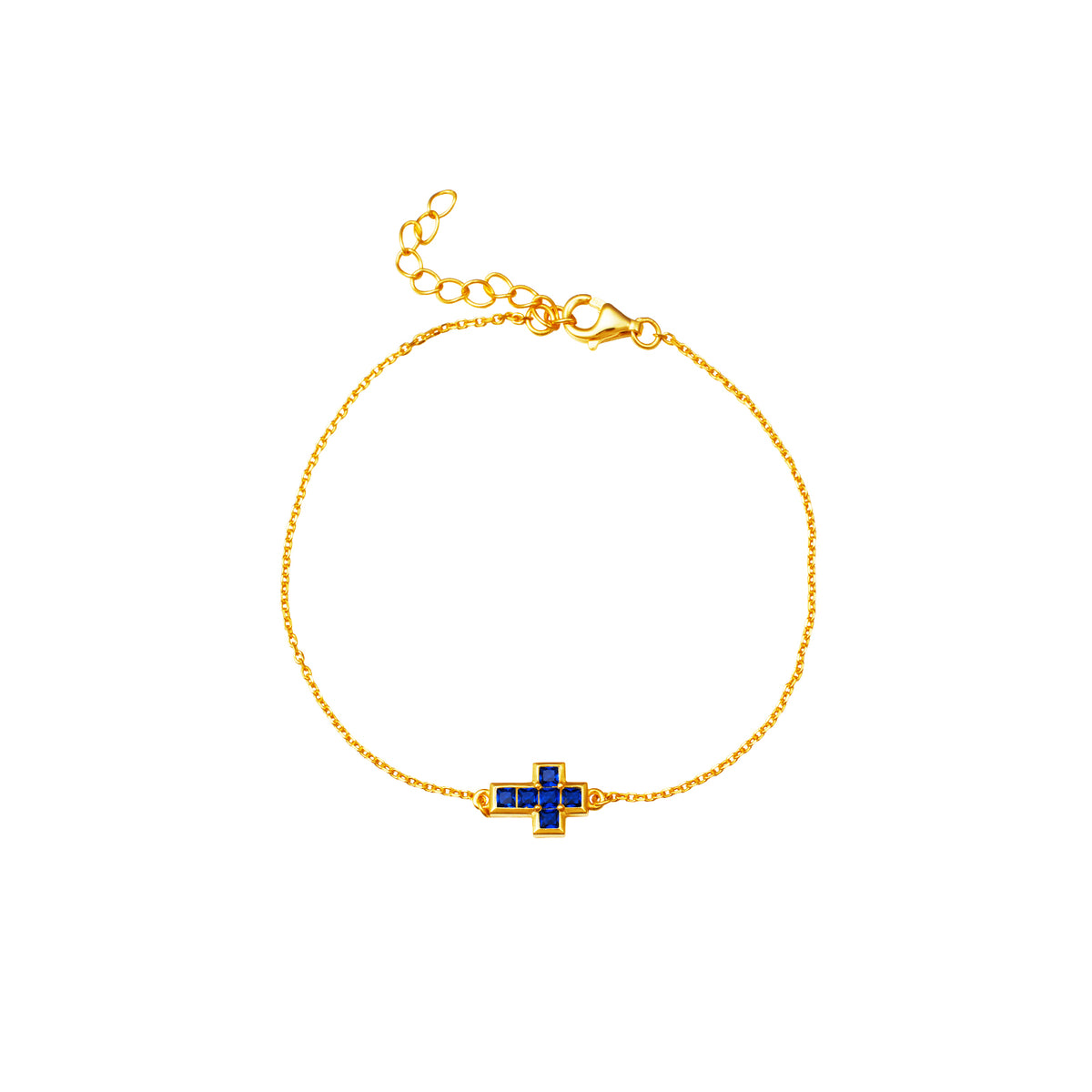 Cross Bracelet  - Zirconia - Gold Plated and Rhodium Silver
