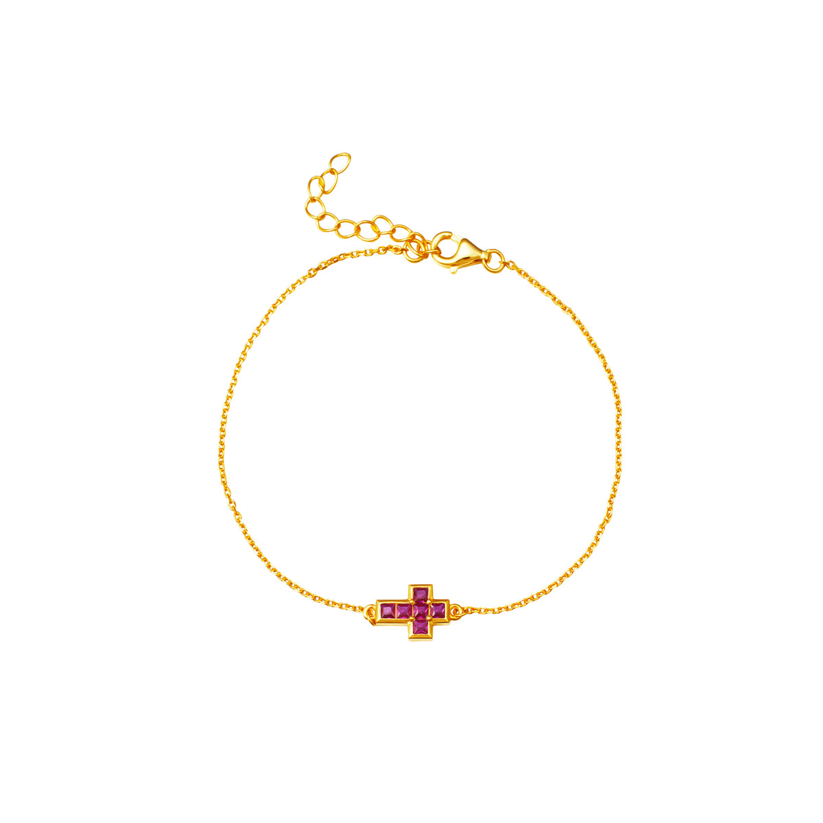 Cross Bracelet  - Zirconia - Gold Plated and Rhodium Silver