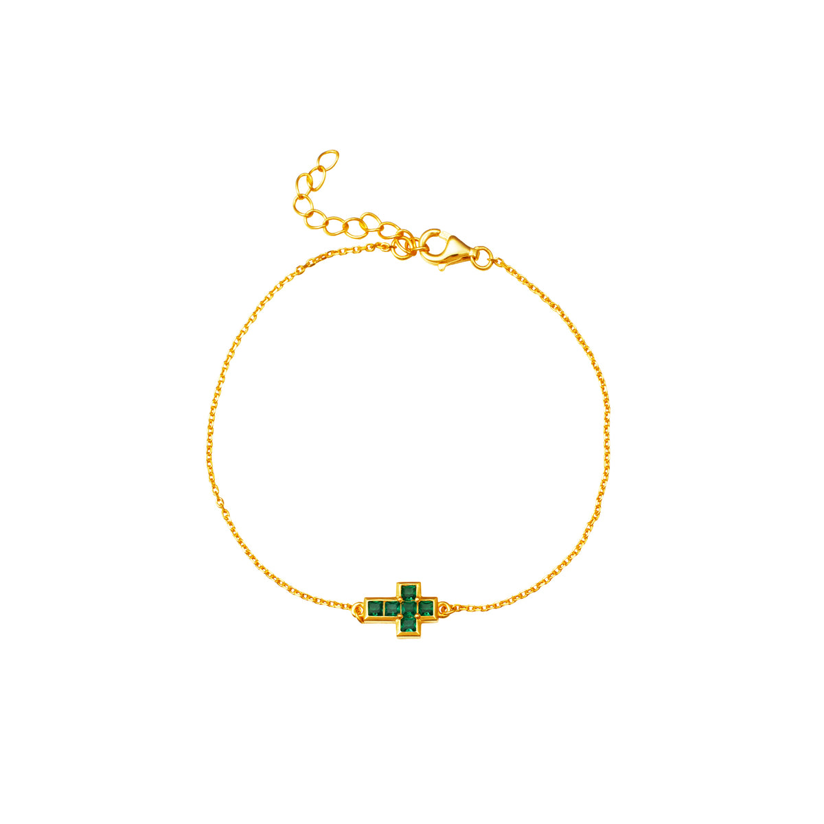Cross Bracelet  - Zirconia - Gold Plated and Rhodium Silver