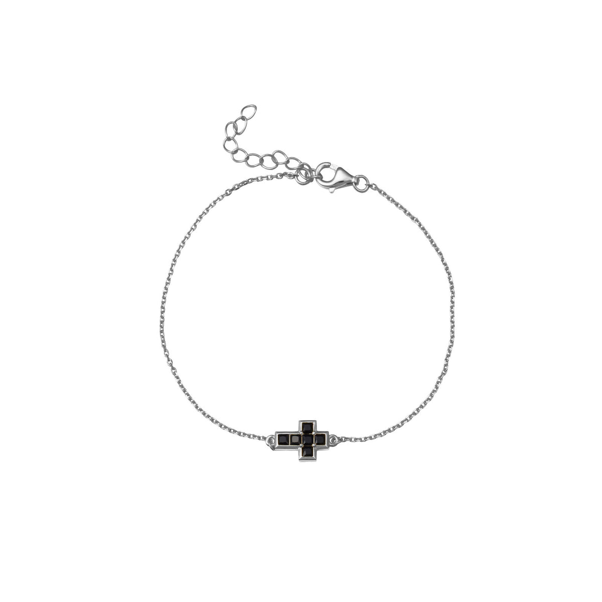 Cross Bracelet  - Zirconia - Gold Plated and Rhodium Silver