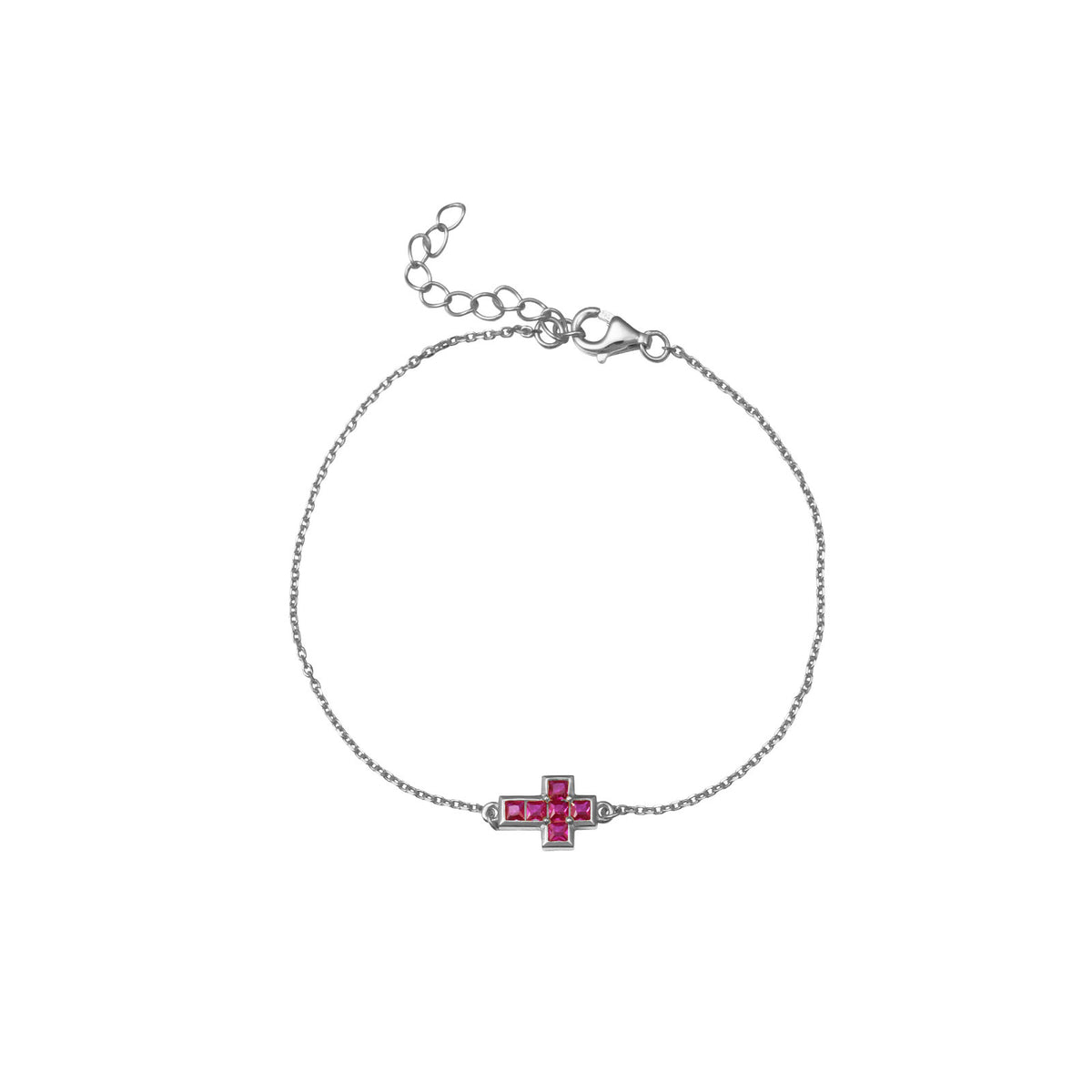 Cross Bracelet  - Zirconia - Gold Plated and Rhodium Silver
