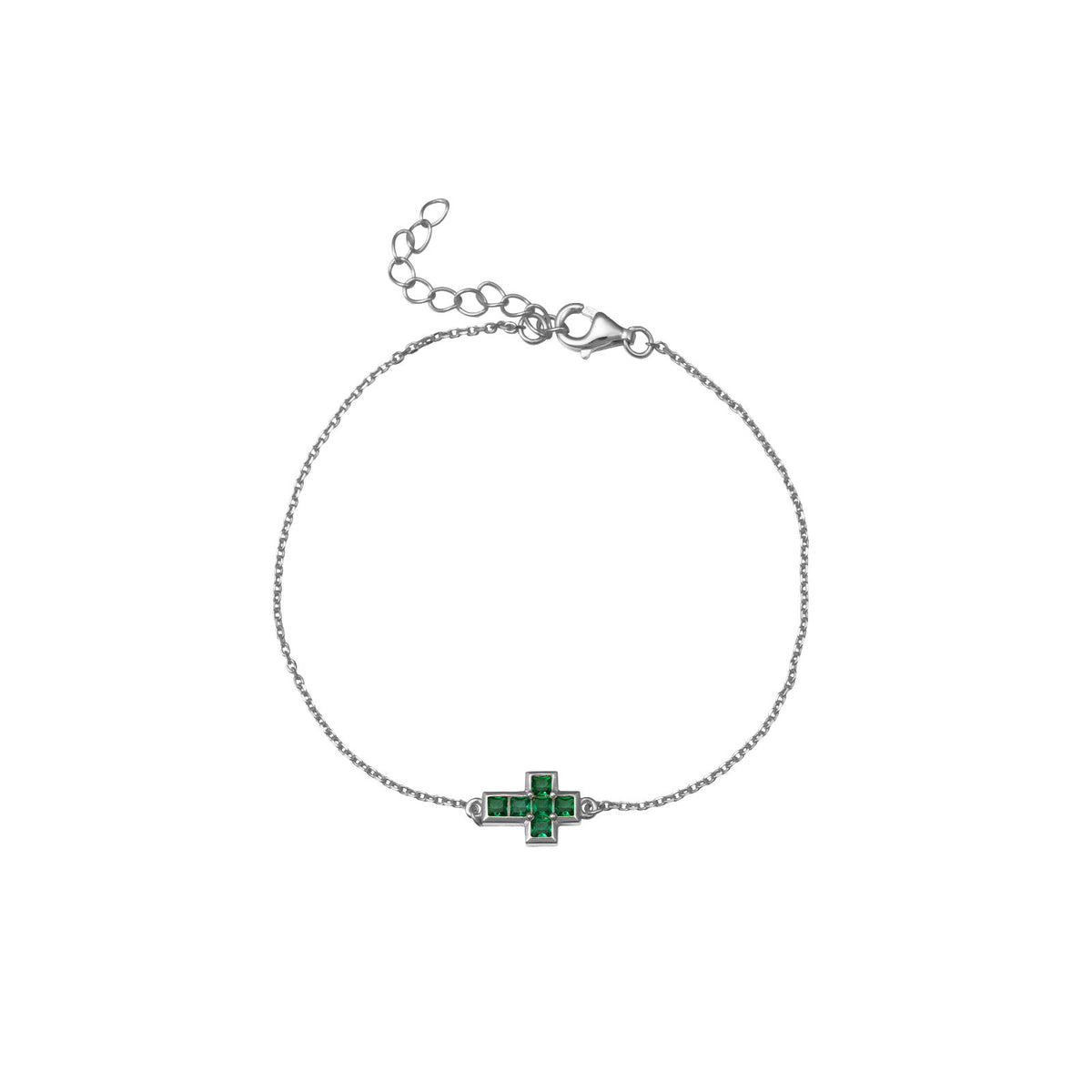 Cross Bracelet  - Zirconia - Gold Plated and Rhodium Silver