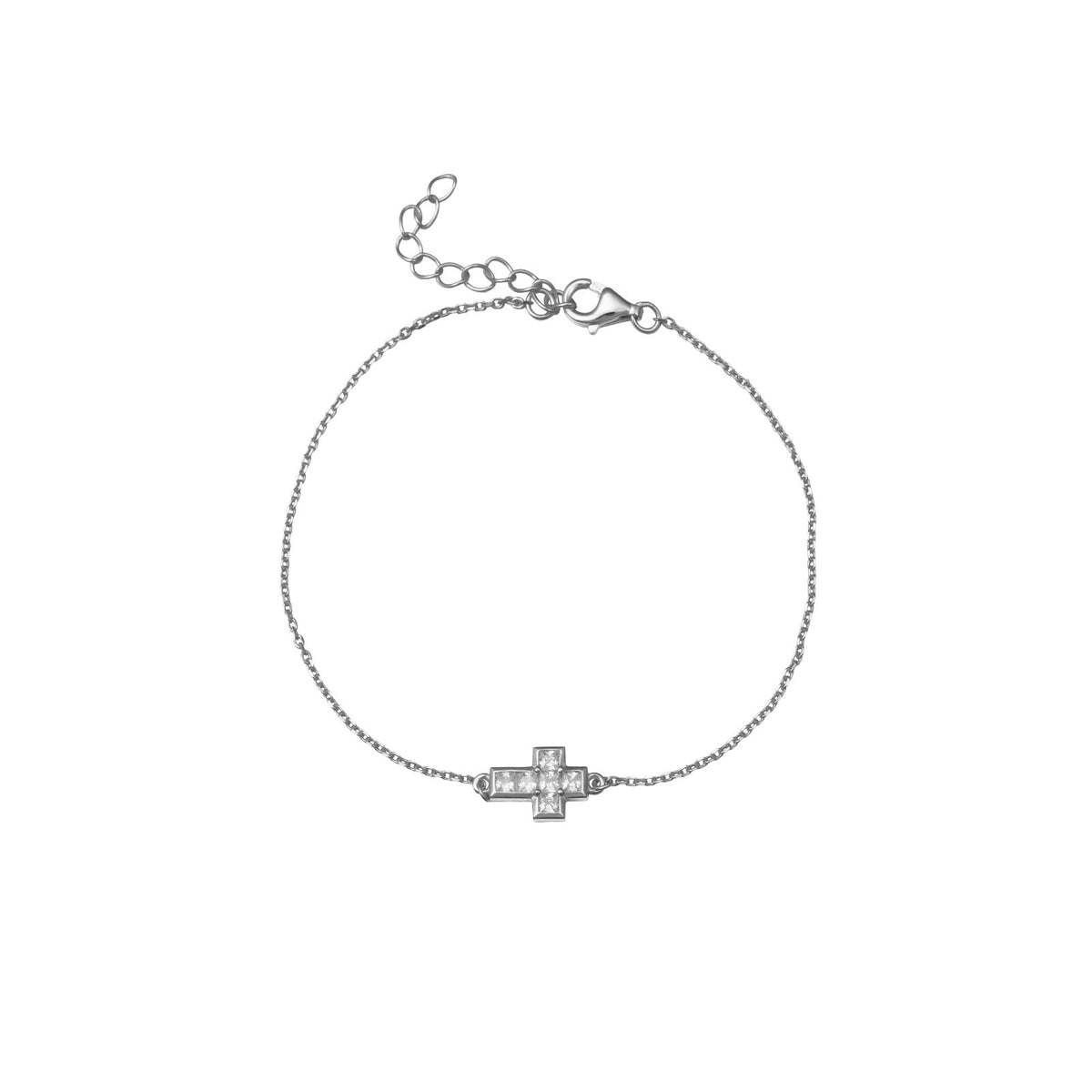Cross Bracelet  - Zirconia - Gold Plated and Rhodium Silver