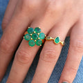 Flower Ring - Gold Plated - Gemstone