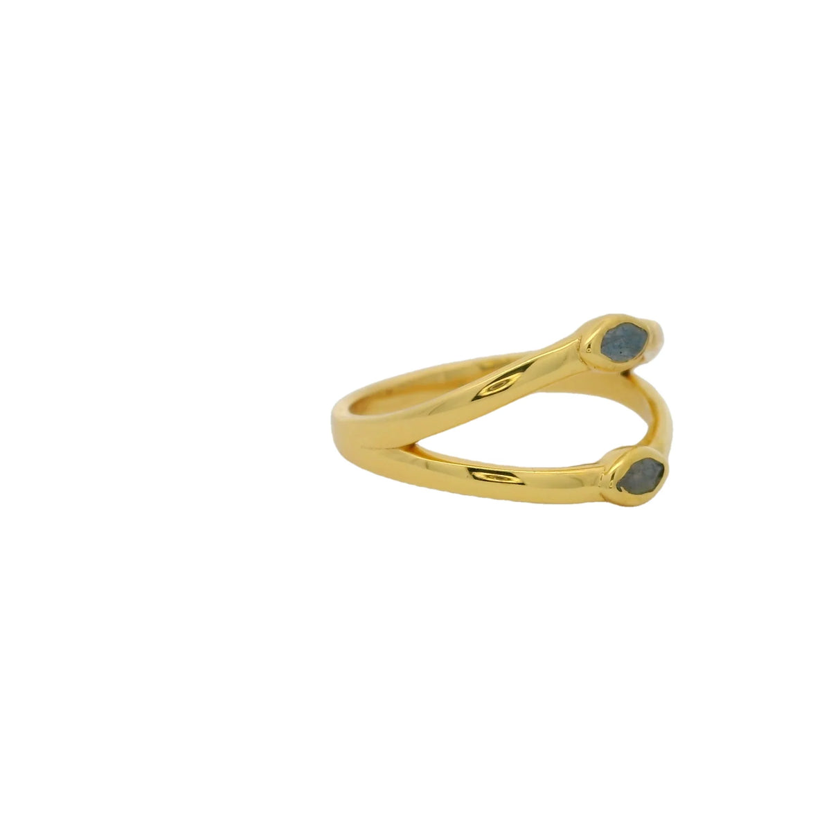 Double Ring - Gold Plated -Labradorite