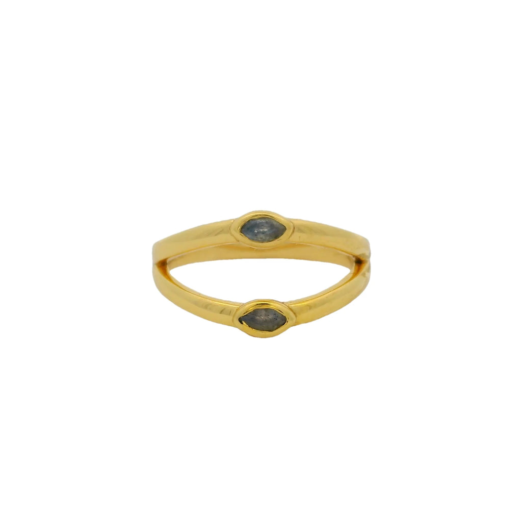 Double Ring - Gold Plated -Labradorite