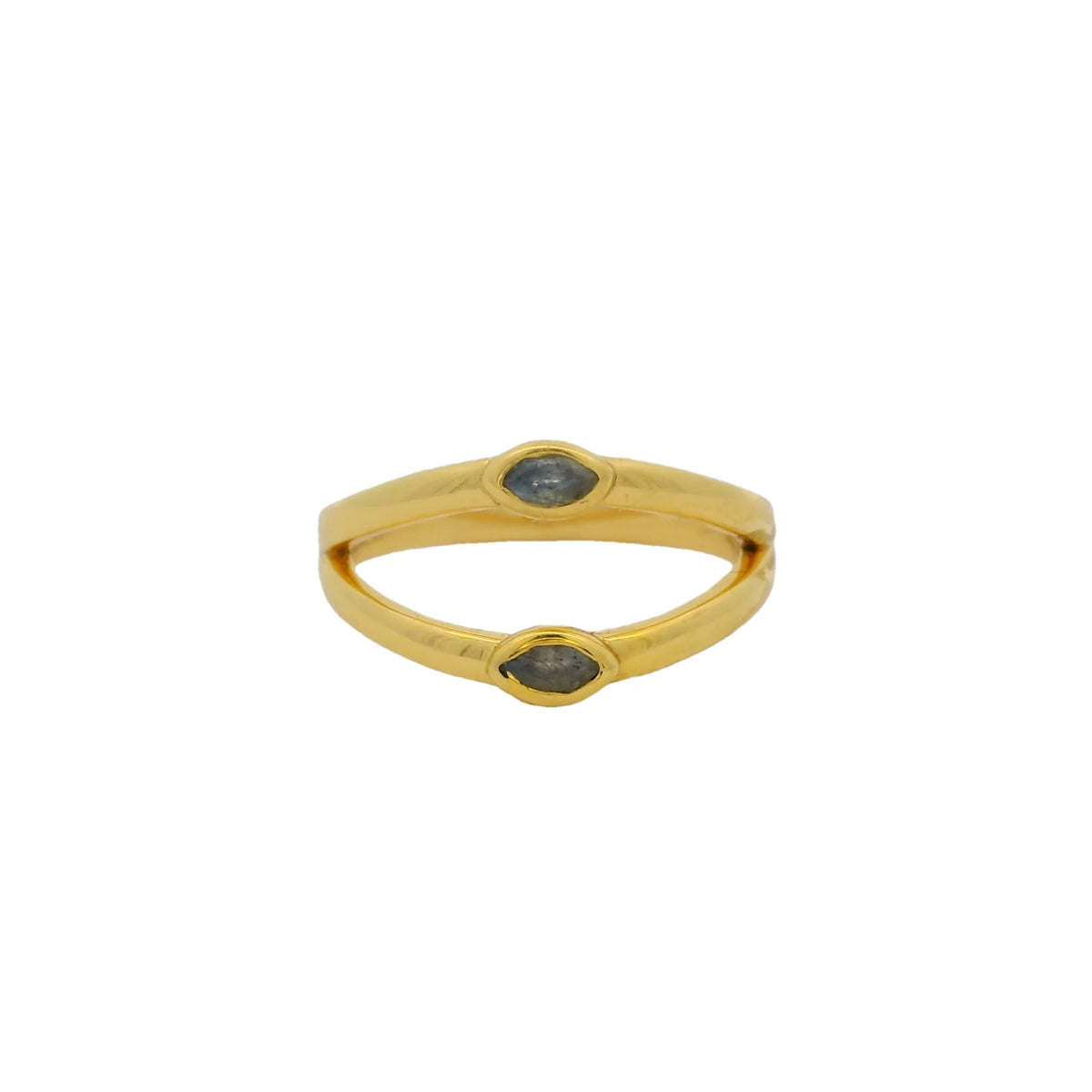 Double Ring - Gold Plated -Labradorite