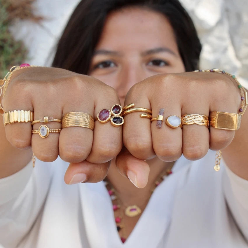 Trio of Stone - Gold Plated