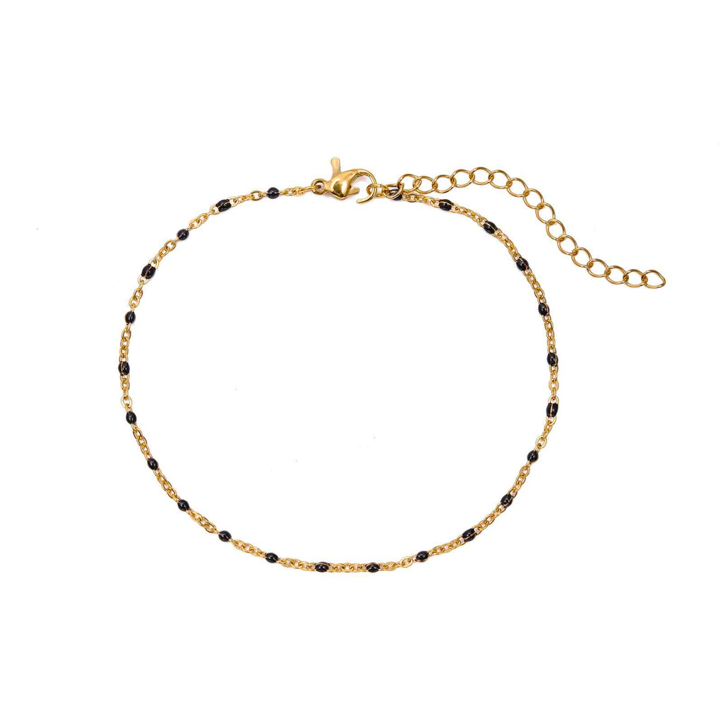 Steel Anklet - Enamel -  Gold Plated