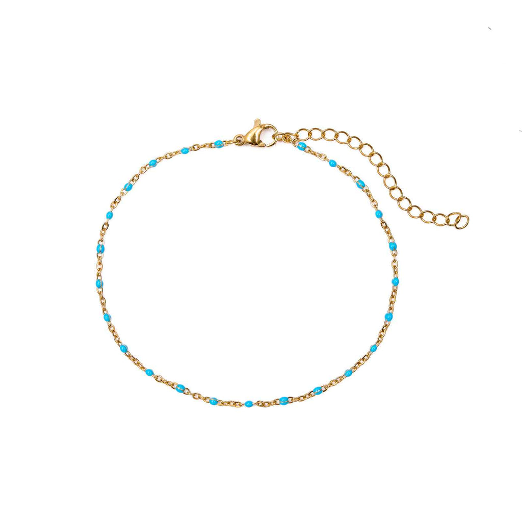 Steel Anklet - Enamel -  Gold Plated