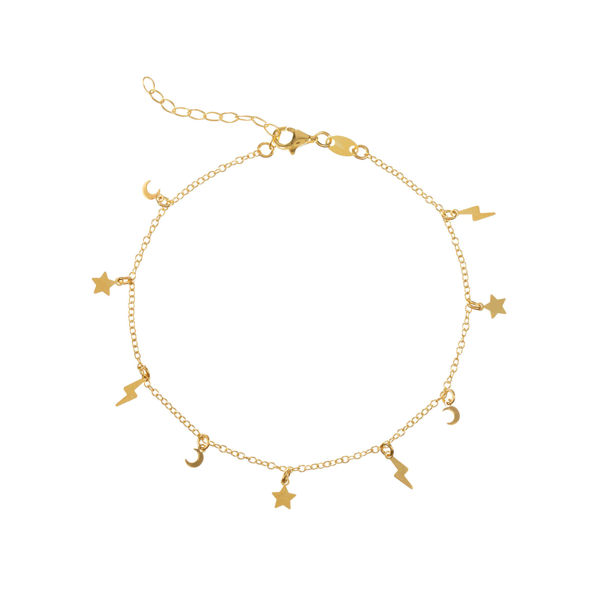 Silver Anklet - Ray Star Moon