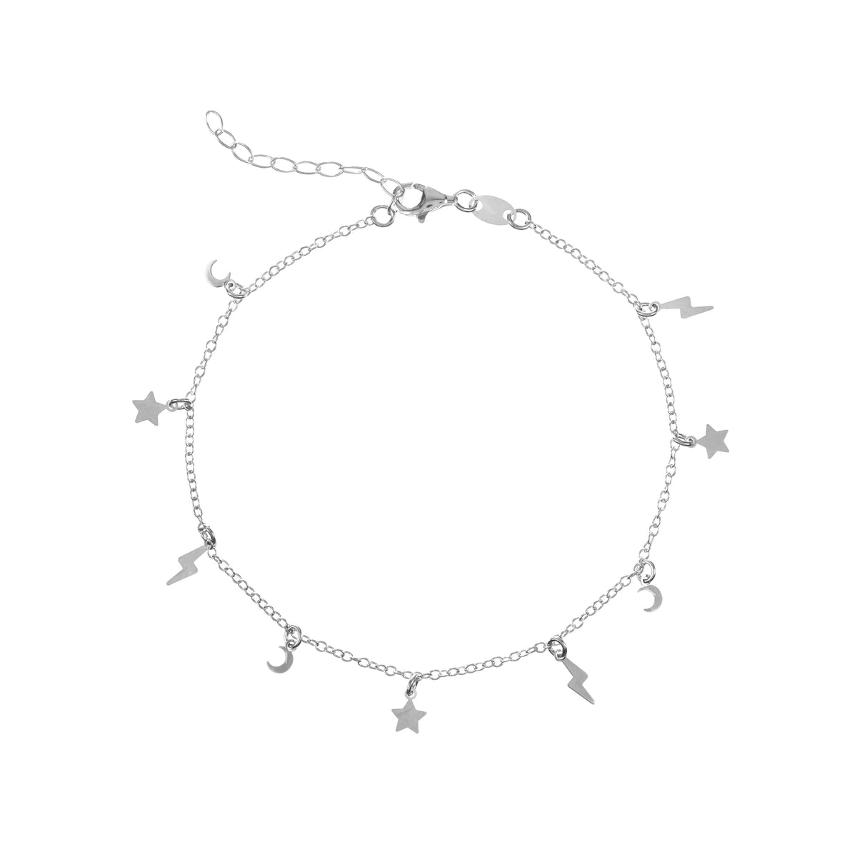Silver Anklet - Ray Star Moon