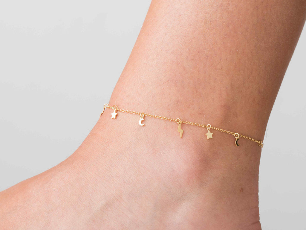 Silver Anklet - Ray Star Moon