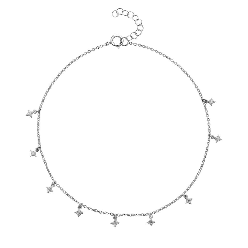 Zirconia Anklet - Charm 3mm - SIlver Rhodium and Silver Gold plated