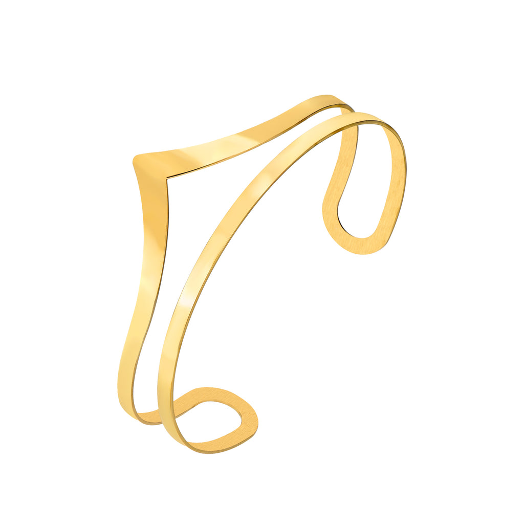 Steel Armlet - V Adjustable - 4 mm - Gold Color